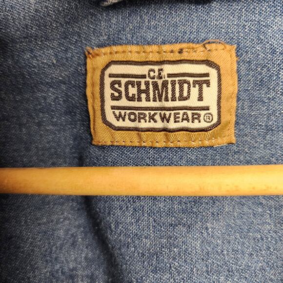 CE Schmidt Workwear Shirt Mens 2XLT Denim Chambray Long Sleeve Button Up Utility - Picture 3 of 14
